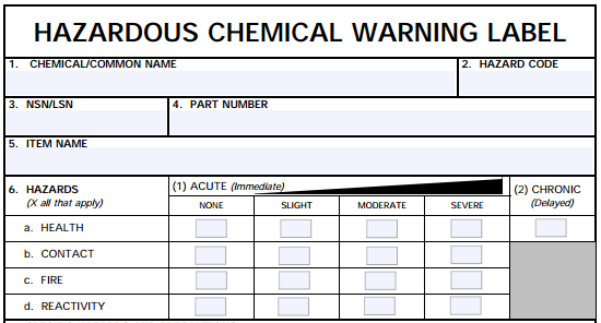 Hazardous Chemical Warning Label