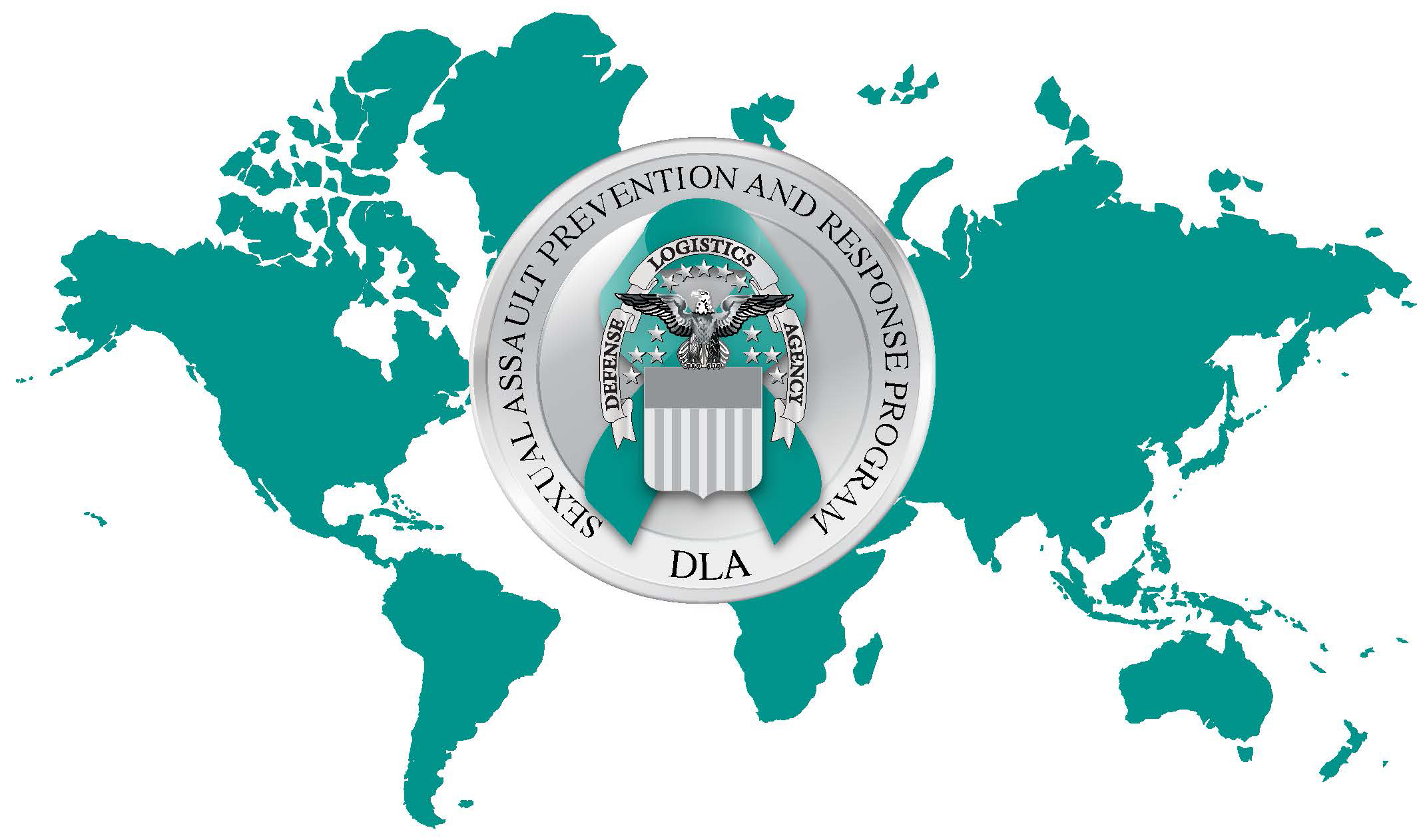 DLA SAPR emblem with teal world map