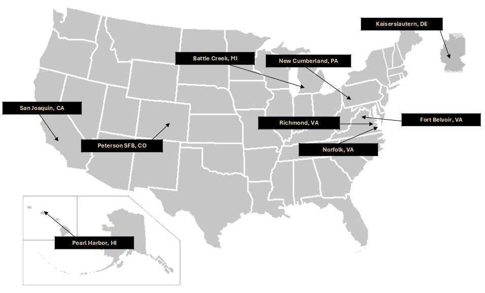 DLA Joint Reserve Force locations map