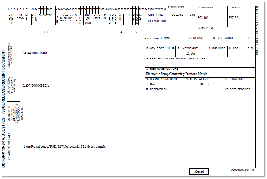 Sample P-Code 1348-1A