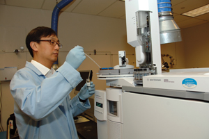 A chemist tests biofuel