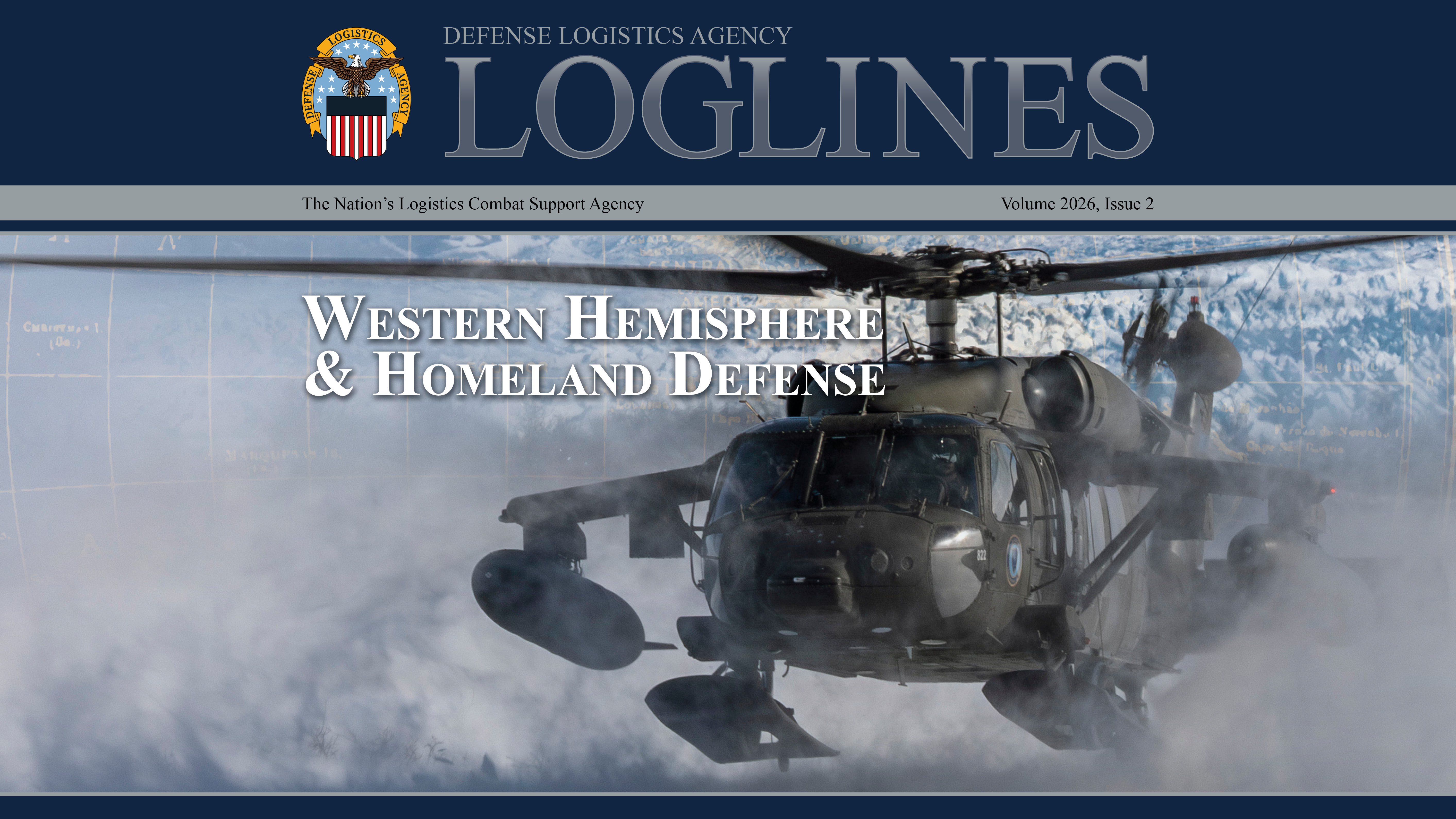 A cropped cover of Loglines Magazine featuring a helicopter in front of a snowy mountain