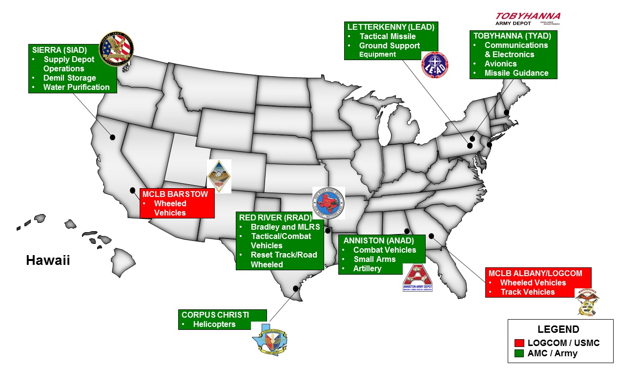 May of USA with LOGCOM/USMC and AMC/Army Locations