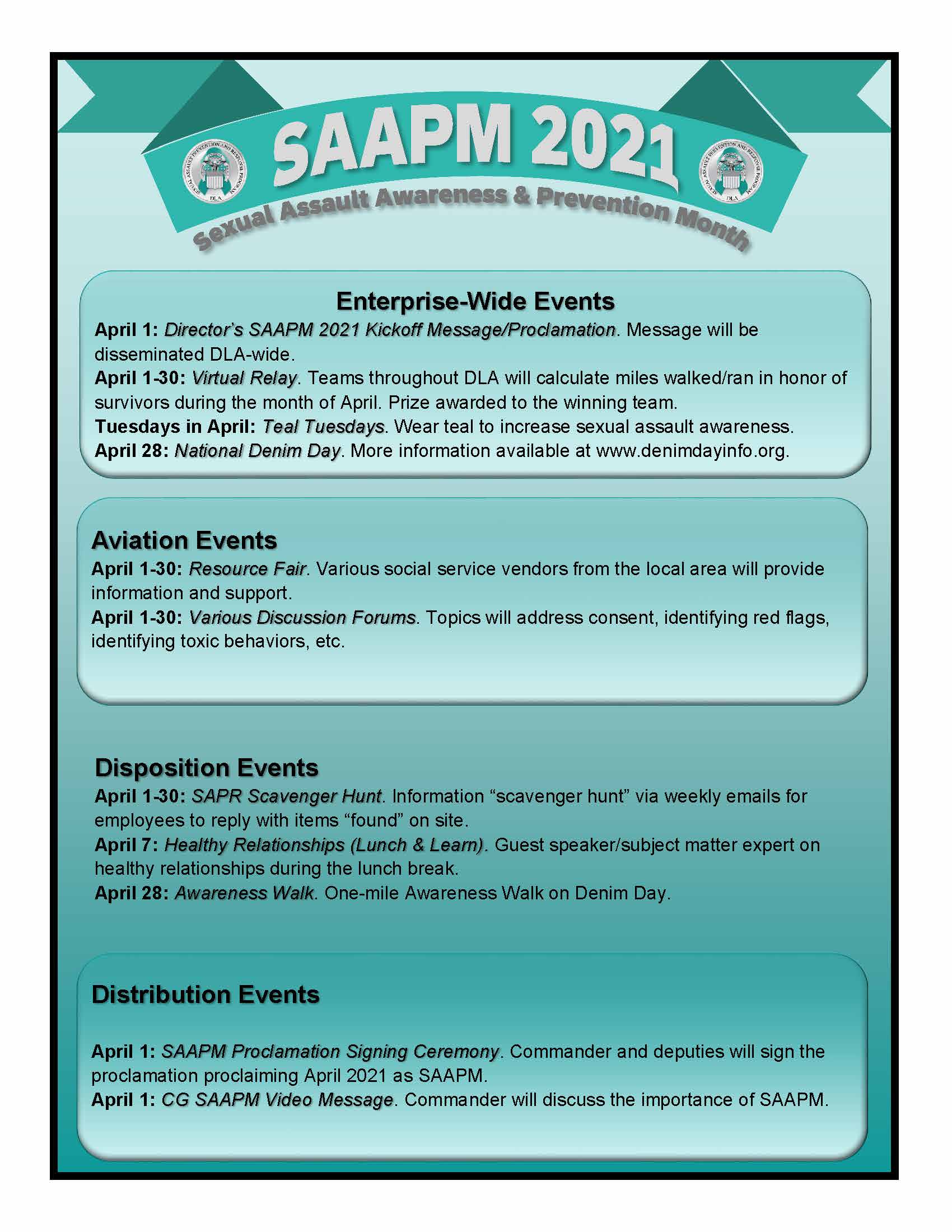 SAAPM Enterprisewide Events
