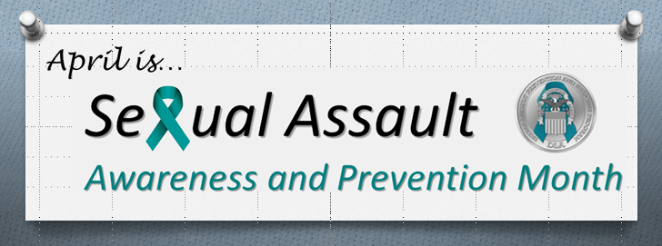 Graphic with DLA SAPR Logo stating that April is Sexual Assault Awareness and Prevention Month
