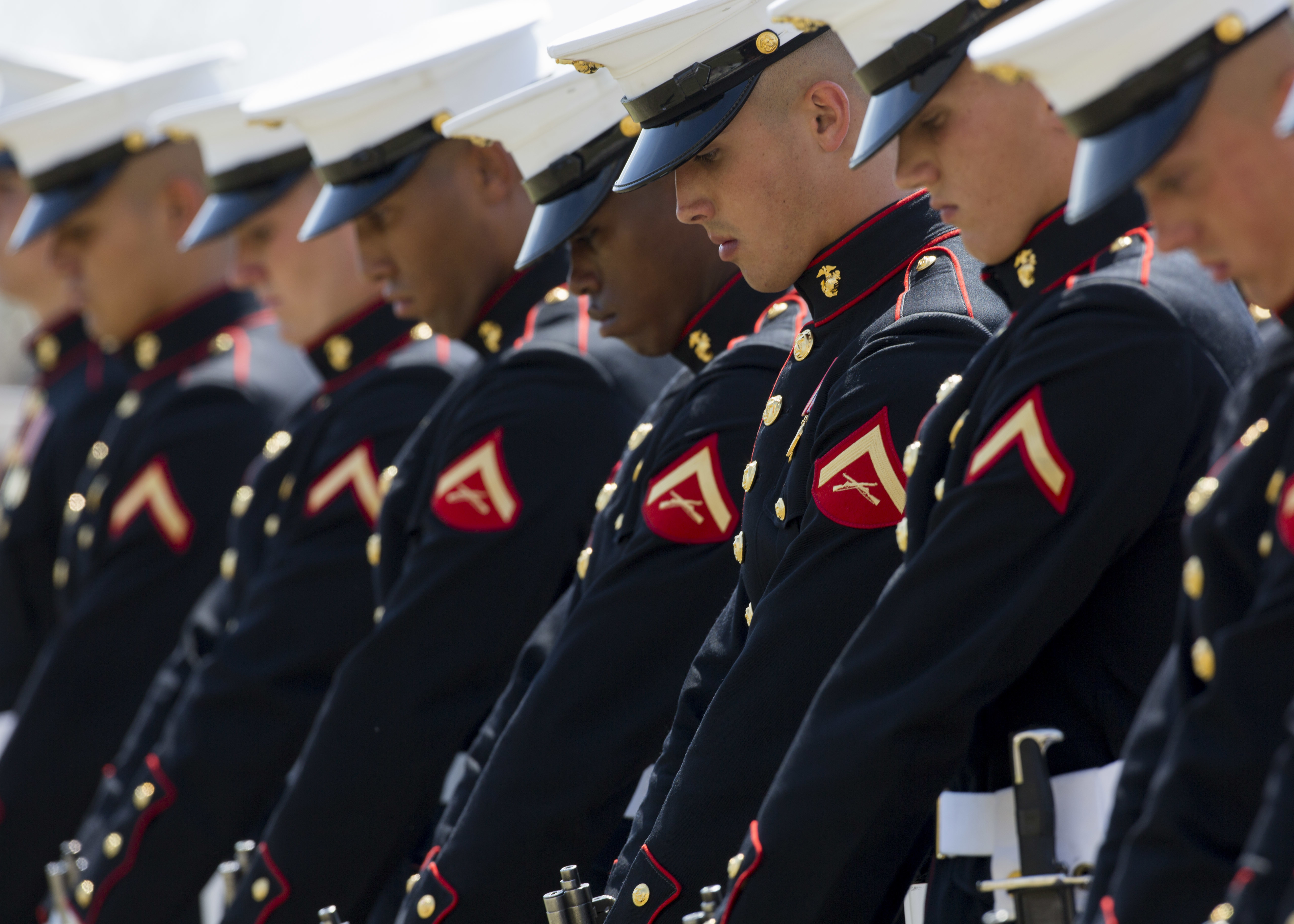 Marines in Dress Blues uniform