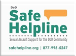 Safe Helpline graphic with phone number: 877-995-5247 and link to website at www.safehelpline.org
